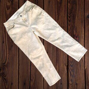 CHICO'S White Stretch Denim Metallic Gold Coated Holiday Jeans Pants 8-10 Size 1